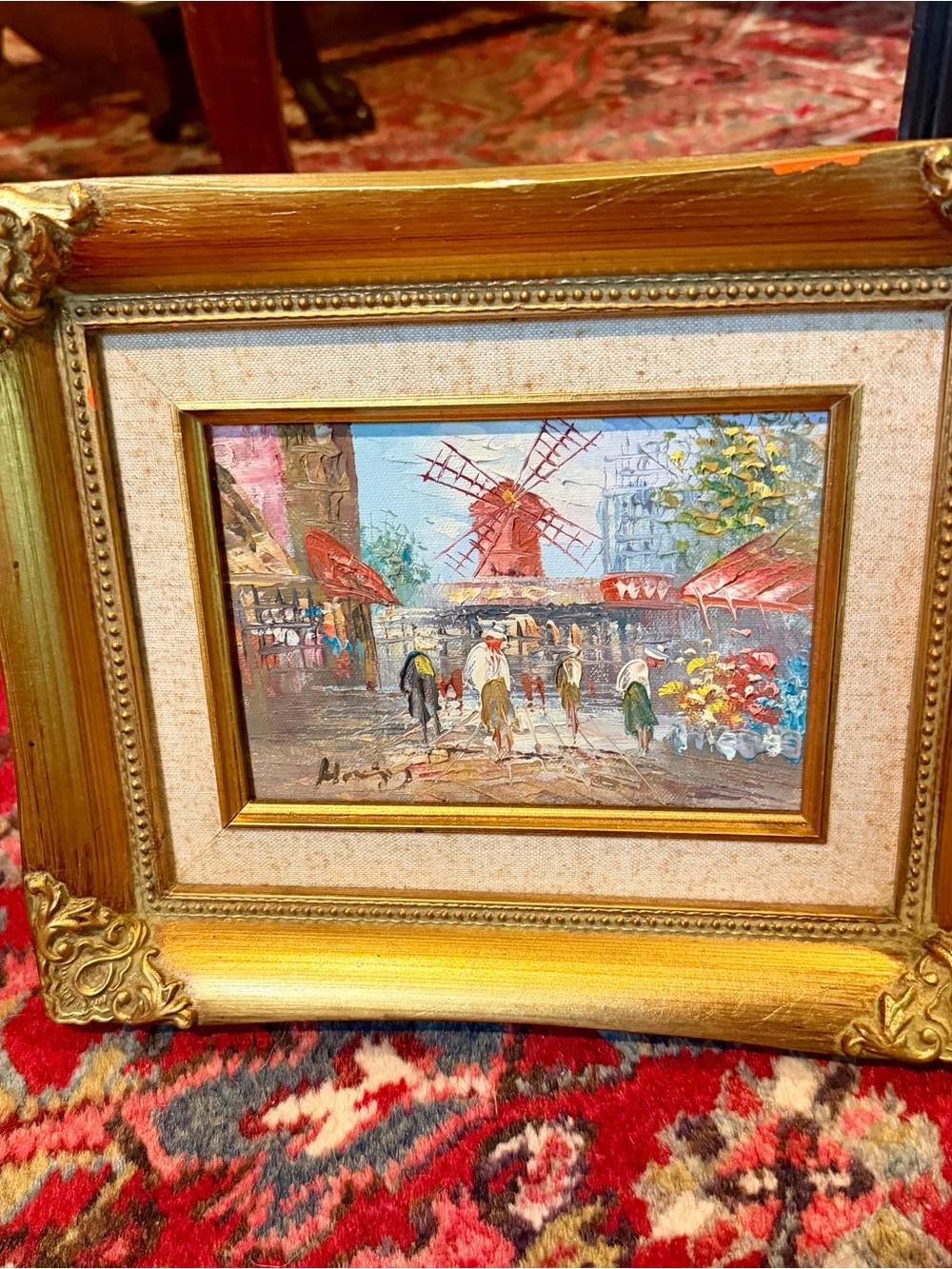 Original Moulin Rouge Paris Street Scene Art Framed Impressionist Painting